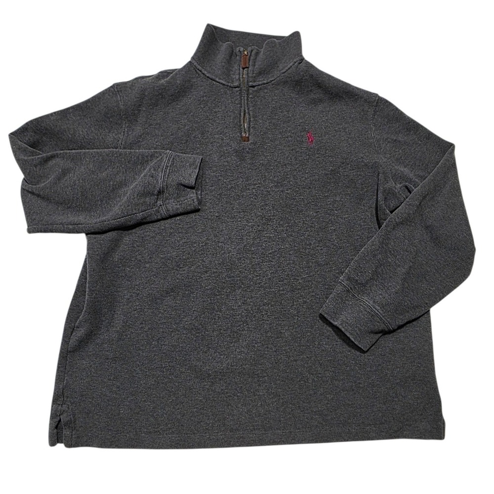 Polo Ralph Lauren Quarter Zip Pullover Mens XL Gray Cotton Pony Logo